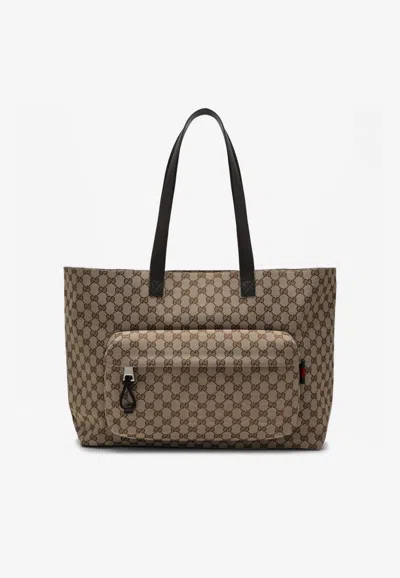 Gucci Large Gg Canvas Tote Bag In Sand