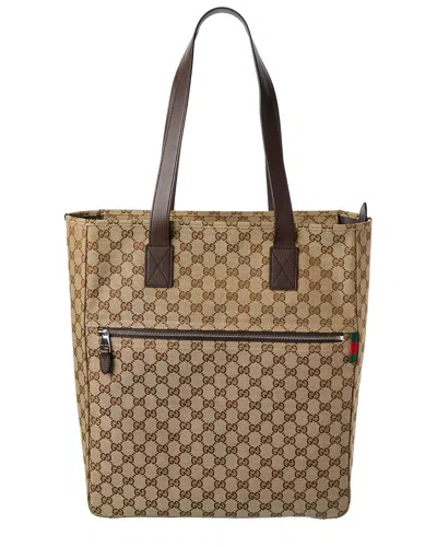 Gucci Large Gg Canvas Tote In Brown