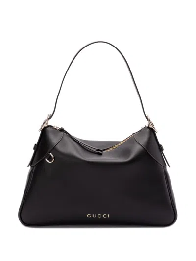Gucci Large Gg Emblem Shoulder Bag In Black