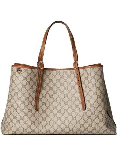 Gucci Large Gg Emblem Tote Bag In Neutral