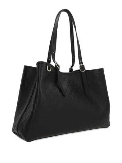 Gucci Large Gg Emblem Tote Bag In Black