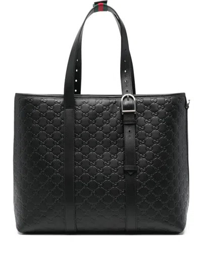 Gucci Large Gg Emblem Tote Bag In Black