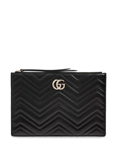 Gucci Large Gg Marmont Clutch Bag In 1000 Black