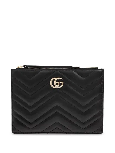 Gucci Large Gg Marmont Clutch Bag In Black