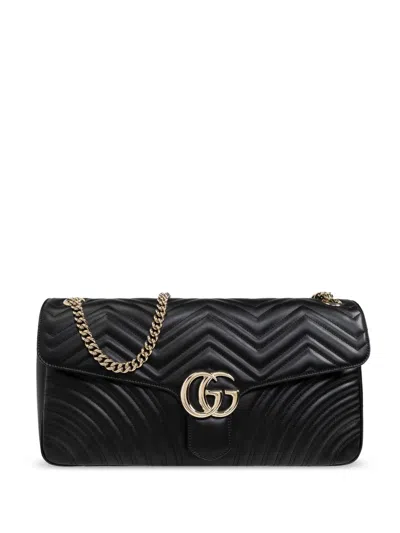 Gucci Large Gg Marmont Shoulder Bag In Black