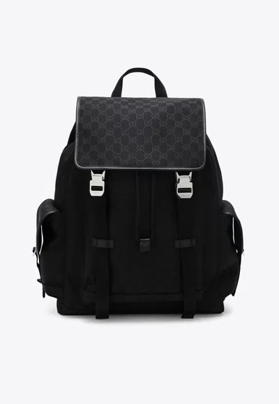 Gucci Large Gg Monogram Backpack In Black
