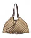 Gucci Large Gg Supreme Bamboo Shopper In Brown In Neutral