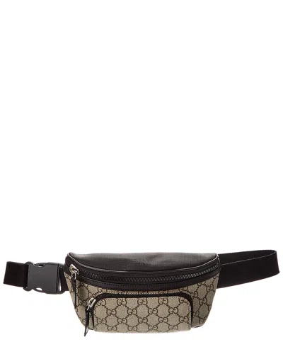 Gucci Large Gg Supreme Canvas & Leather Belt Bag In Black