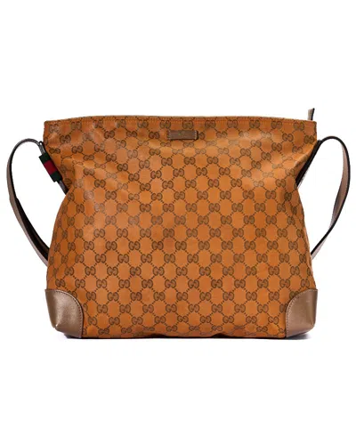 Gucci Large Gg Supreme Crossbody Bag In Orange In Brown