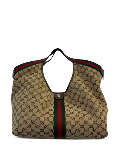 Gucci Large Giglio Gg-motif Striped Tote Bag In Neutral
