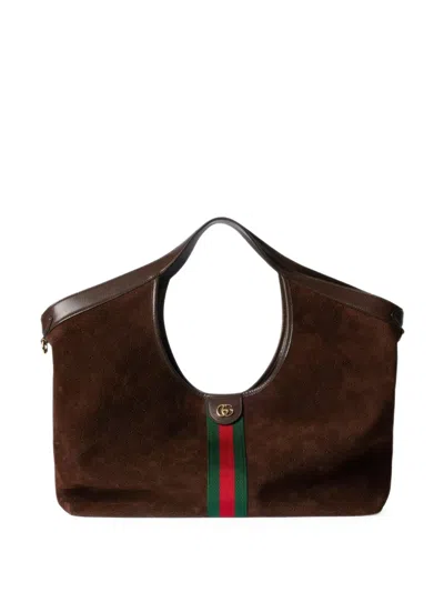 Gucci Large Giglio Tote Bag In Brown
