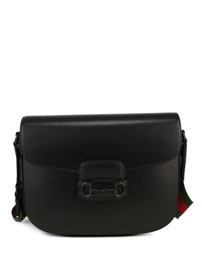 Pre-owned Gucci Large 1955 Horsebit Shoulder Bag In Black