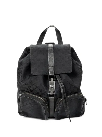 Pre-owned Gucci Large Jackie Drawstring Backpack In Black
