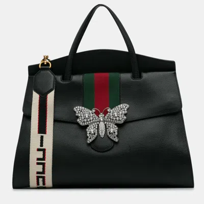 Pre-owned Gucci Large Linea Totem Satchel In Black