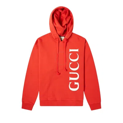 Pre-owned Gucci Large Logo Popover Hooded Sweatshirt 'brick/white' | Red | Men's Size L