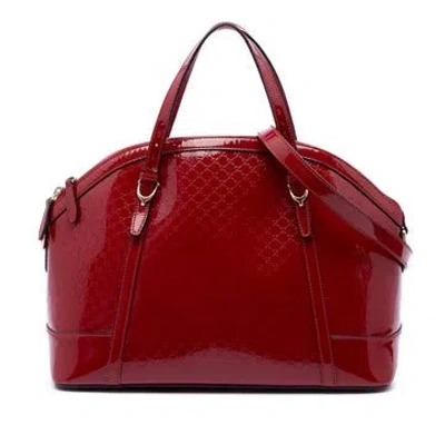 Pre-owned Gucci Large Microssima Patent Nice Dome Satchel In Red