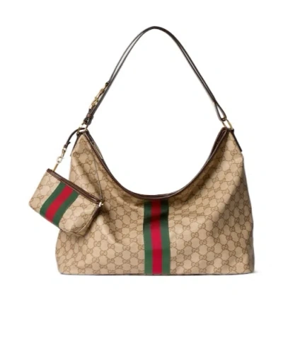 Gucci Large Shoulder Bag With Web In Multi