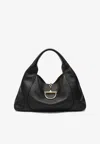 Gucci Large Softbit Grained Leather Shoulder Bag In Black