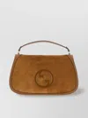 Gucci Large Structured Suede Handbag With Top Handle In Brown
