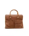 Gucci Large Suede Bamboo Handbag In Brown