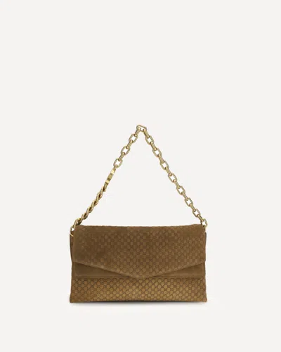 Gucci Large Suede Shoulder Bag In Neutral