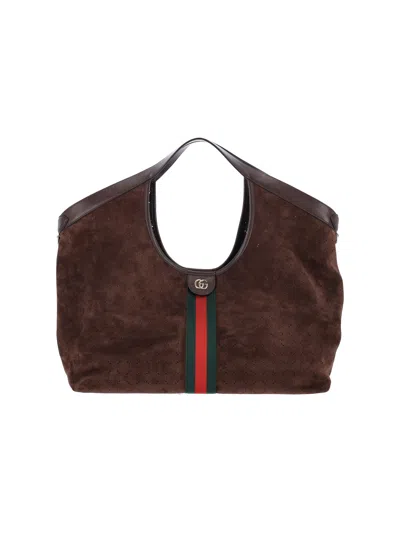 Gucci Large Tote Bag "giglio" In Brown