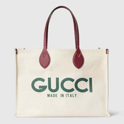Gucci Large Tote Bag With  Print In White