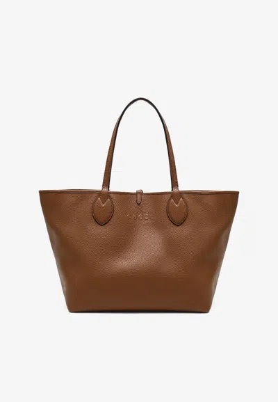 Gucci Large Totissima Leather Tote Bag In Brown