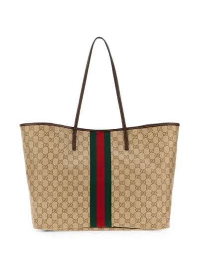 Gucci Large Tribeca Gg Canvas Tote Bag In Neutral