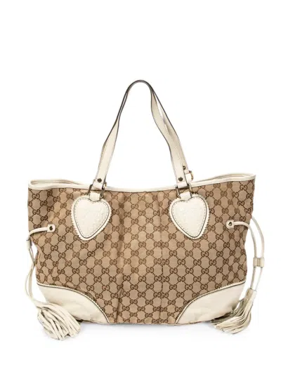 Pre-owned Gucci Large Tribeca Monogram-pattern Tote Bag In Neutrals
