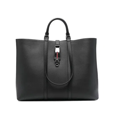 Gucci Large Web-trim Tote Bag In Black