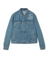 Gucci Light Blue Jacket With Gg Logo Print On The Front In Denim Man In Blue