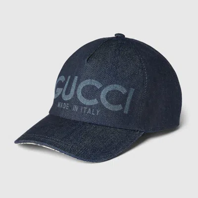 Gucci Lasered Denim Baseball Hat In Blue