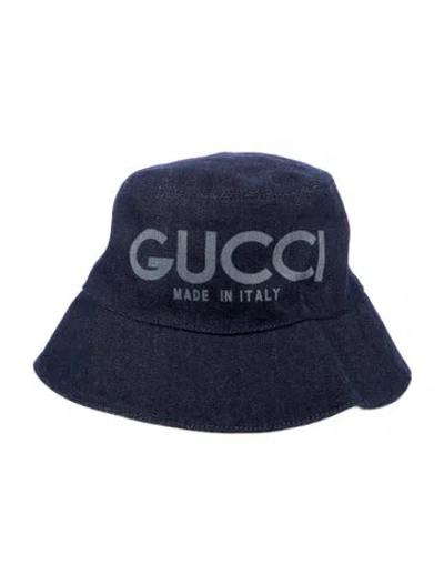 Pre-owned Gucci Lasered Denim Bucket Hat  W/tags