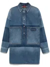 Gucci Womens Lasered Brand-logo Washed Denim Mini Dress Blue Light Blue In Blue
