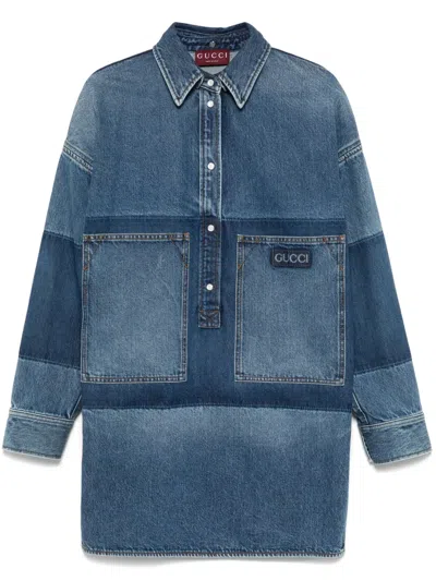 GUCCI LASERED DENIM MINI DRESS