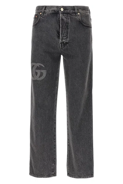 Gucci Lasered Double G Jeans In Gray