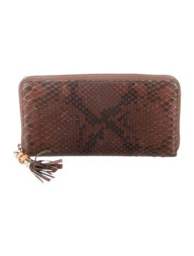 Pre-owned Gucci Late 2000's - Early 2010's Bamboo Accent Wallet In Brown