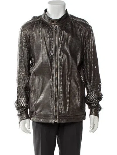 Pre-owned Gucci Late 2000's - Early 2010's Leather Moto Jacket In Gray