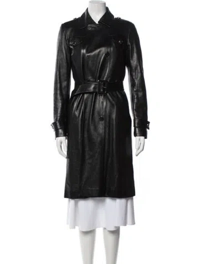 Pre-owned Gucci Late 2000's - Early 2010's Leather Trench Coat In Black