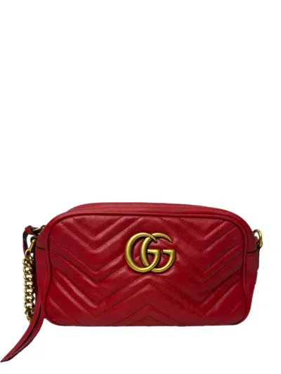 Pre-owned Gucci Late 2010s Marmont Quilted Shoulder Bag In Red
