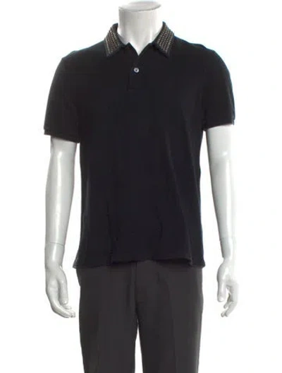 Pre-owned Gucci L'aveugle Par Amour Collar Polo Crew Neck Polo Shirt In Black