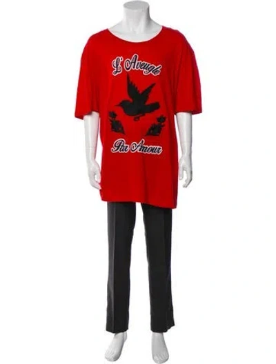Pre-owned Gucci L'aveugle Par Amour Graphic Print T-shirt In Red