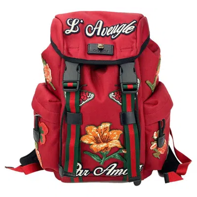 Pre-owned Gucci L'aveugle Par Amour Techpack Backpack In Red