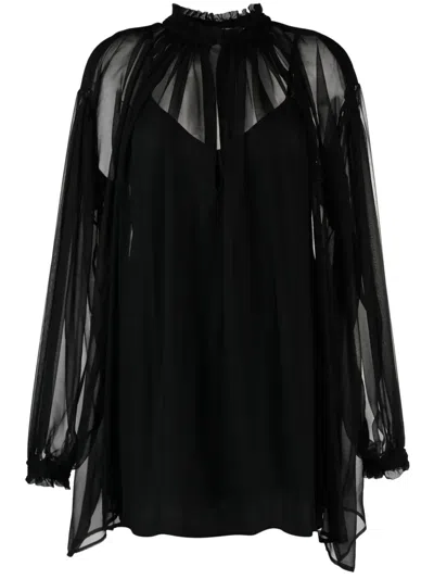 Gucci Layered Silk Blouse In Black