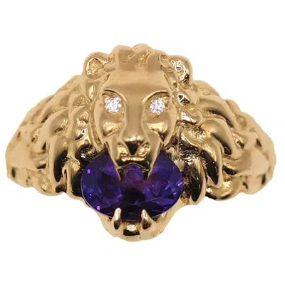 Pre-owned Gucci Le March� Des Merveilles Leopard Head Diamond Amethyst Ring In Purple