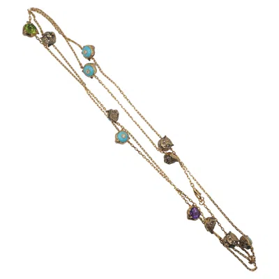 Pre-owned Gucci Le March� Des Merveilles Multi-gemstone 18k Gold Sautoir Necklace In Multiple
