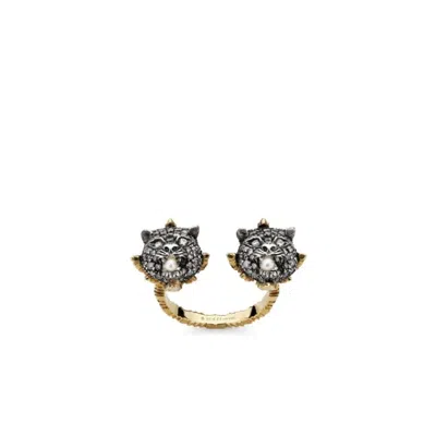 Gucci Le Marche Des Merveilles Ladies 18k Gold 0.694 Ct Diamond Band Ring Size 8.25 Ybc460834001018 In ["black"]