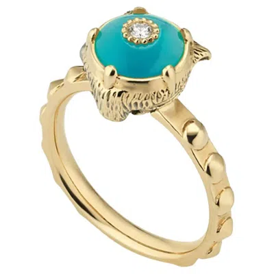 Pre-owned Gucci Le Marche Des Merveilles Turquoise Ring In Multi