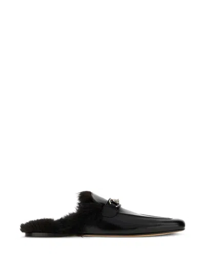 Gucci Leahter Slippers In Black